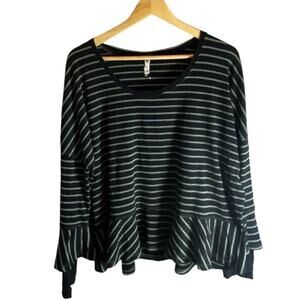 We The Free Free People Womens Round About Tee Striped Top Size Medium